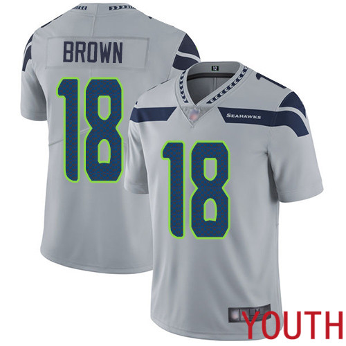 Seattle Seahawks Limited Grey Youth Jaron Brown Alternate Jersey NFL Football #18 Vapor Untouchable->youth nfl jersey->Youth Jersey